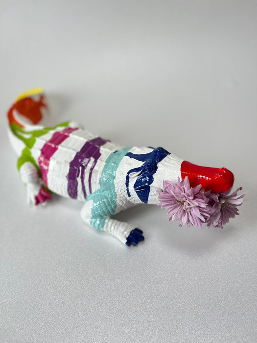 🔥 OFFRE LIMITÉE - Statue CROCODILE 40cm - WHITE TRASH 🔥 - MUZZANO