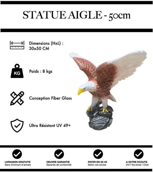 Sculpture Aigle Resine 50cm Statue - Nature - MUZZANO