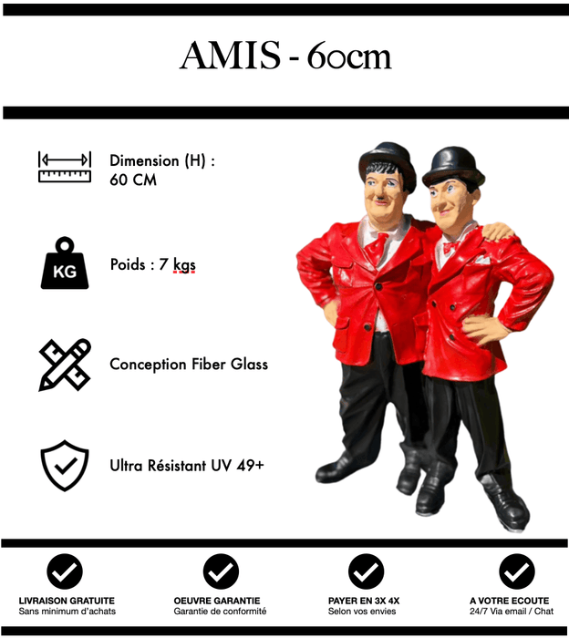 Sculpture Amis Resine 60cm Statue - Rouge - MUZZANO