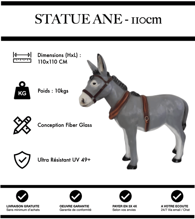 Sculpture Ane Resine 110cm Statue - Naturel - MUZZANO