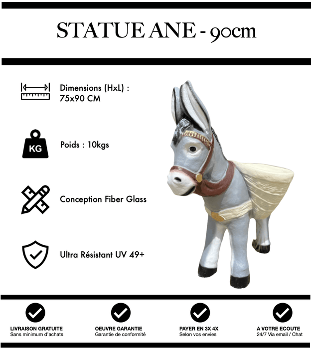 Sculpture Ane Resine 90cm Statue - Naturel - MUZZANO