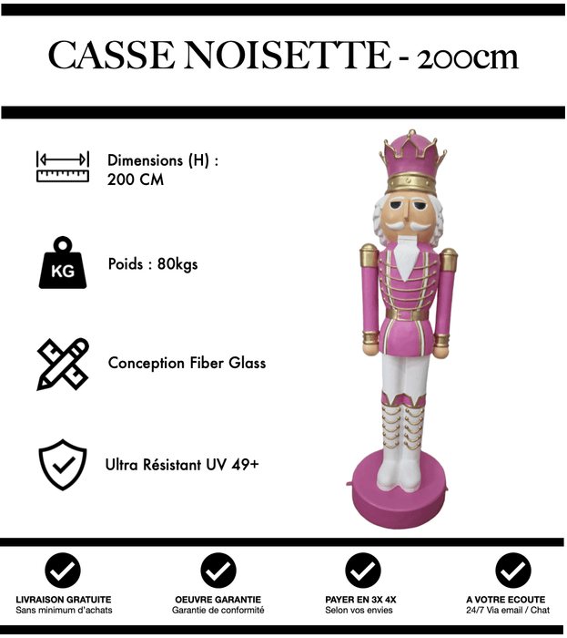 Sculpture Casse Noisette Resine 200cm Statue - Rose - MUZZANO