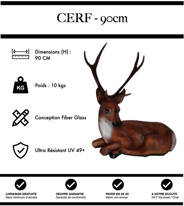 Sculpture Cerf Resine 90cm Statue - Naturel - MUZZANO