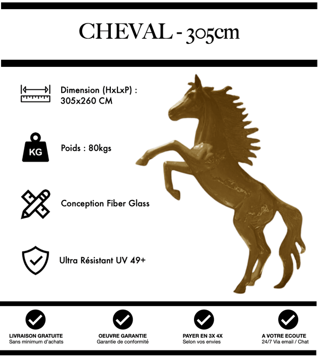 Sculpture Cheval Resine 305cm Statue - Marron - MUZZANO