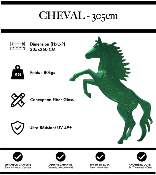 Sculpture Cheval Resine 305cm Statue - Vert - MUZZANO
