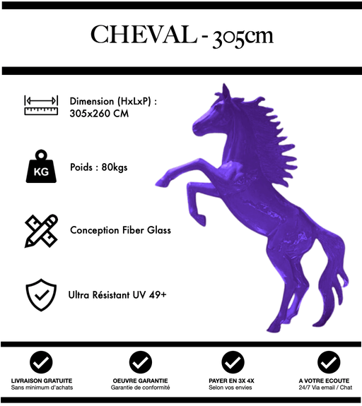Sculpture Cheval Resine 305cm Statue - Violet - MUZZANO