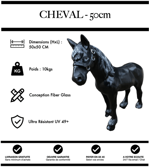 Sculpture Cheval Resine 50cm Statue - Noir - MUZZANO