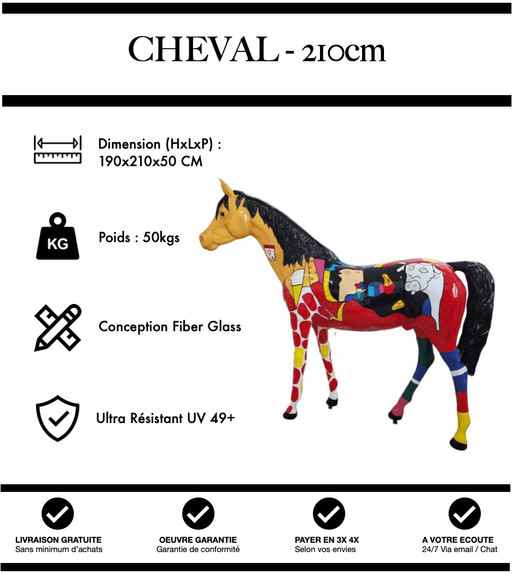 Sculpture Cheval Resine XXL 210cm Statue - Picasso - MUZZANO