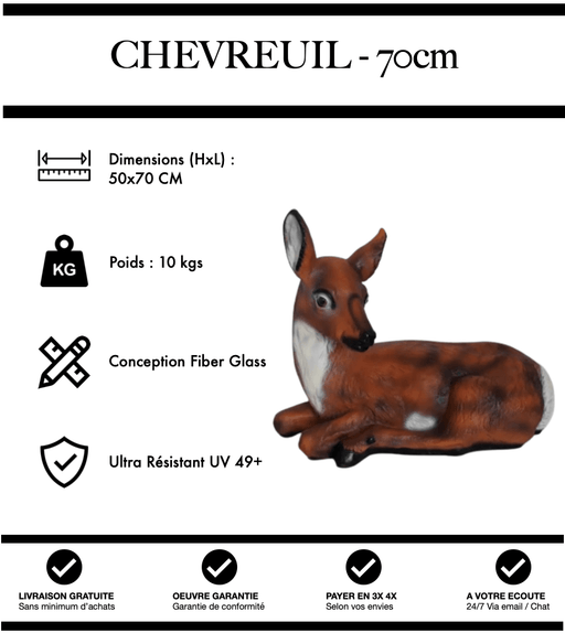 Sculpture Chevreuil Resine 70cm Statue - Naturel - MUZZANO