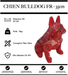 Sculpture Chien Bulldog FR Resine 35cm Origami Statue - Graffiti Rouge - MUZZANO