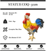 Sculpture Coq Resine 30cm Statue - Multi - MUZZANO