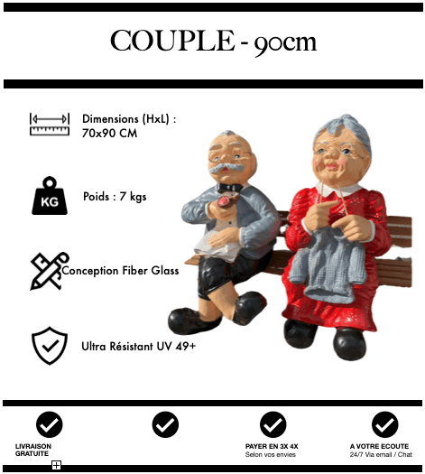 Sculpture Couple Resine 90cm Statue - Nature - MUZZANO