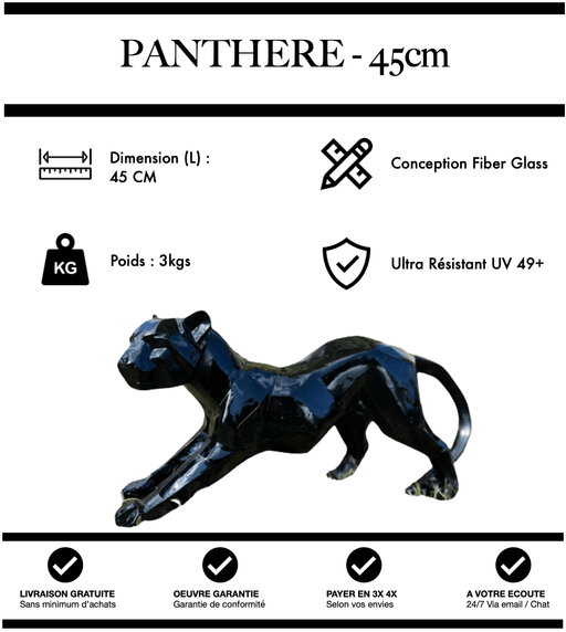Sculpture Panthère Resine 45cm Statue - Noir - MUZZANO
