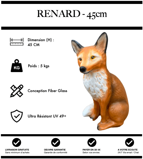 Sculpture Renard Resine 45cm Statue - Nature - MUZZANO