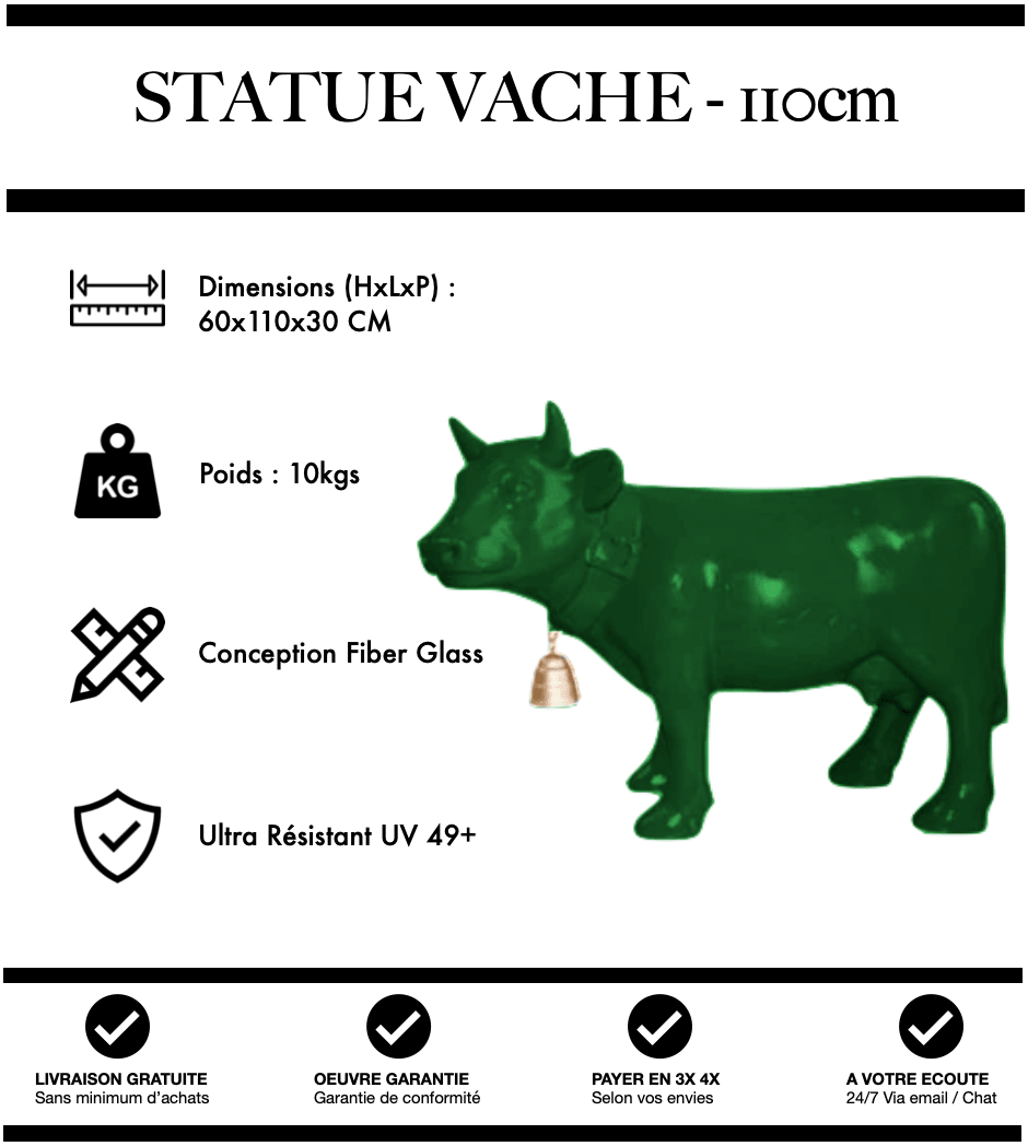 Sculpture Vache Resine 110cm Statue - Vert - MUZZANO