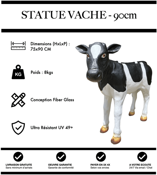 Sculpture Vache Resine 90cm Statue - Naturel - MUZZANO