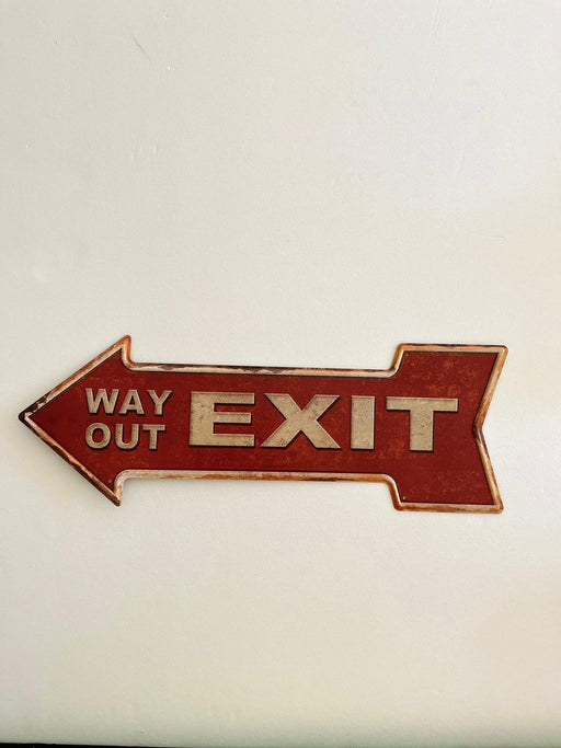 PLAQUE FLECHE MÉTAL WAY OUT 45x15 CM - PLAQUE DECORATIVE - MUZZANO