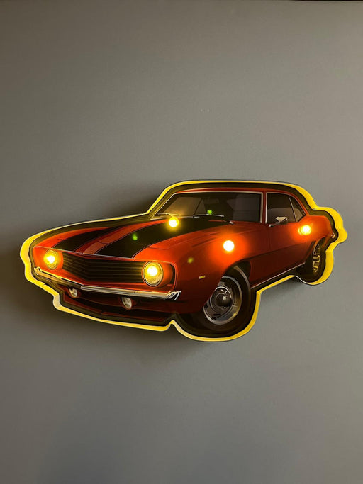 PLAQUE LED MÉTAL VOITURE BICOLORE 50x25CM - PLAQUE LED DECO MURAL - MUZZANO