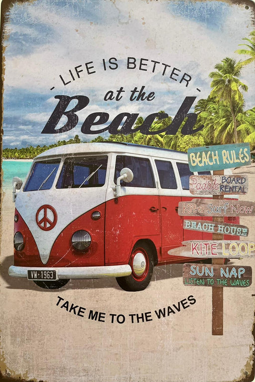 PLAQUE MÉTAL AT THE BEACH 30X20 CM - PLAQUE DECORATIVE - MUZZANO