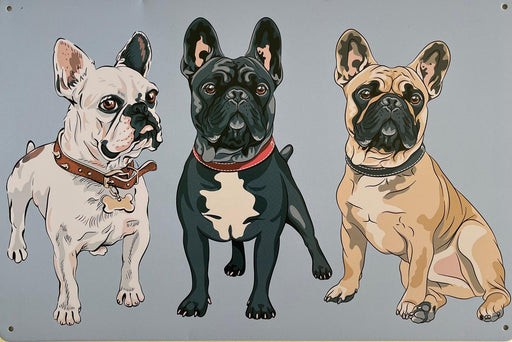 PLAQUE MÉTAL BOULEDOGUE 30X20 CM - PLAQUE DECORATIVE - MUZZANO