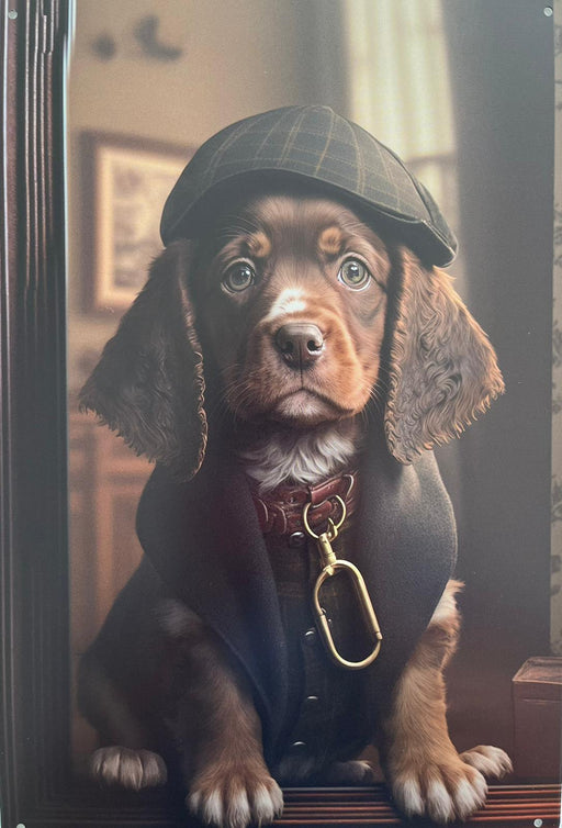 PLAQUE MÉTAL CHIOT 30X20 CM - PLAQUE DECORATIVE - MUZZANO