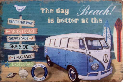 PLAQUE MÉTAL COMBI BEACH 30X20 CM - PLAQUE DECORATIVE - MUZZANO