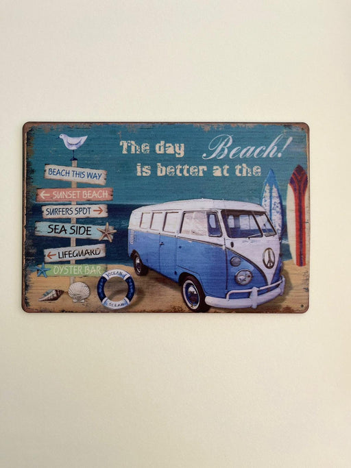 PLAQUE MÉTAL COMBI BEACH 30X20 CM - PLAQUE DECORATIVE - MUZZANO