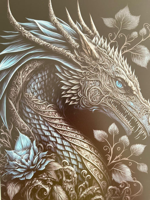 PLAQUE MÉTAL DRAGON 30X20 CM - PLAQUE DECORATIVE - MUZZANO