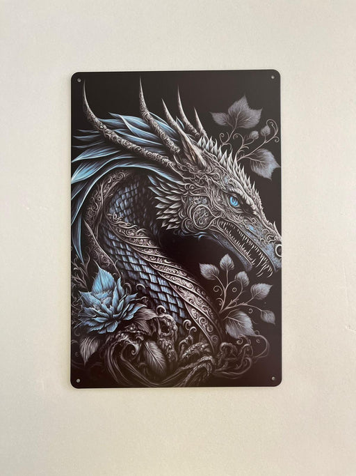 PLAQUE MÉTAL DRAGON 30X20 CM - PLAQUE DECORATIVE - MUZZANO