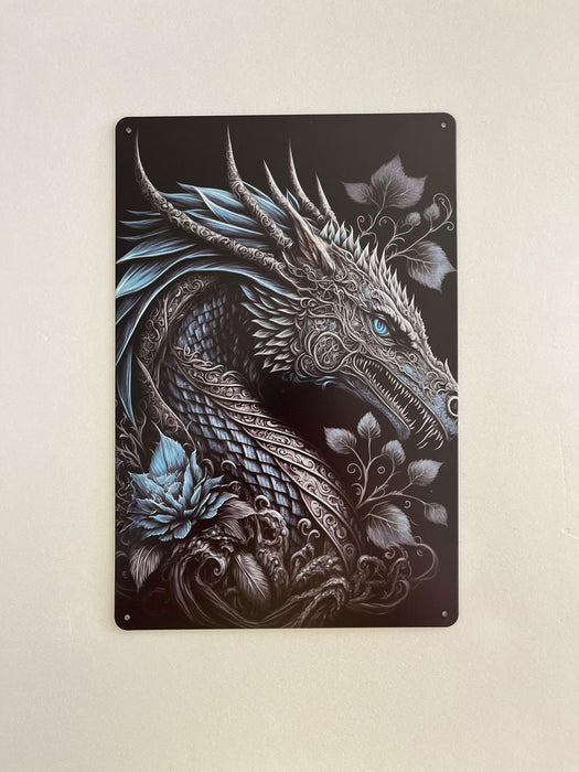 PLAQUE MÉTAL DRAGON 30X20 CM - PLAQUE DECORATIVE - MUZZANO