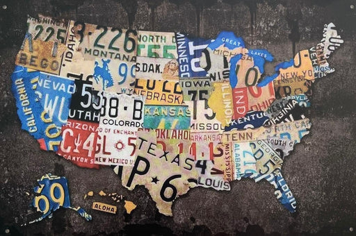 PLAQUE MÉTAL ETATS 30X20 CM - PLAQUE DECORATIVE - MUZZANO