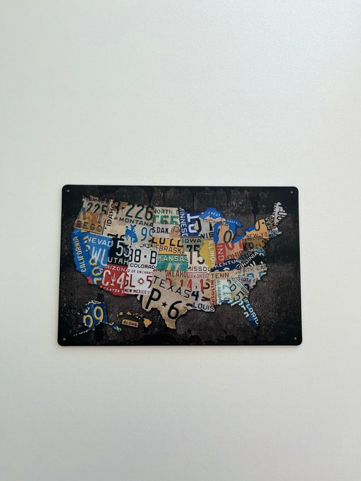 PLAQUE MÉTAL ETATS 30X20 CM - PLAQUE DECORATIVE - MUZZANO