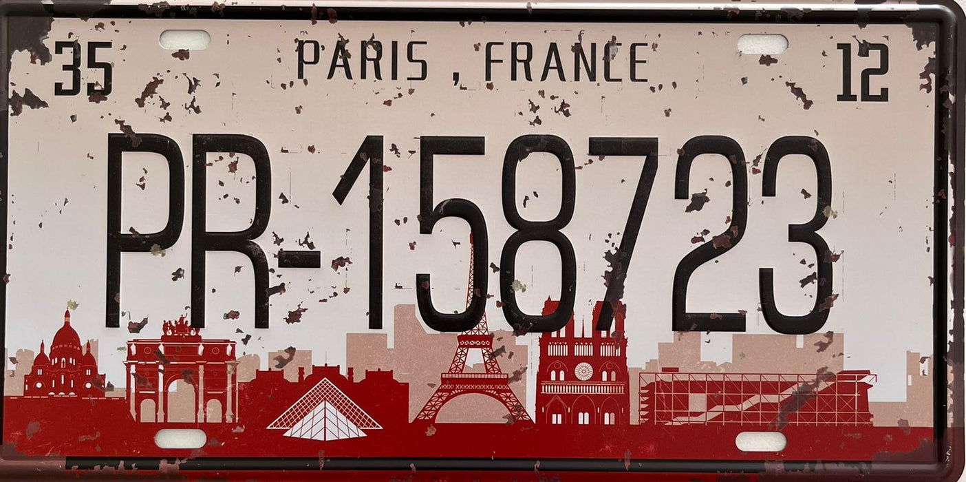 PLAQUE MÉTAL FRANCE PARIS 15x30 CM - PLAQUE DECORATIVE - MUZZANO