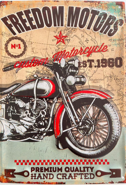 PLAQUE MÉTAL FREEDOM MOTORS 30X40 CM - PLAQUE DECORATIVE - MUZZANO