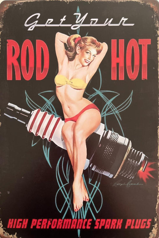 PLAQUE MÉTAL GET YOUR ROD HOT 30X20 CM - PLAQUE DECORATIVE - MUZZANO