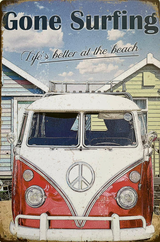 PLAQUE MÉTAL GONE SURFING 30X20 CM - PLAQUE DECORATIVE - MUZZANO