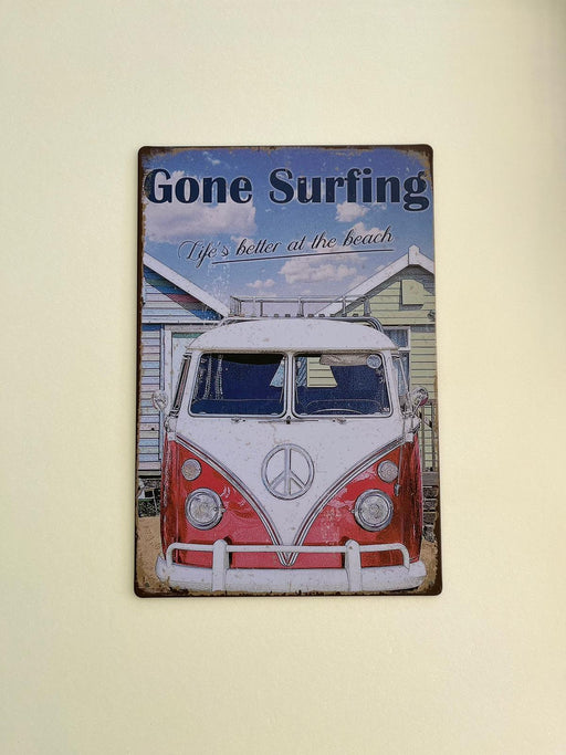 PLAQUE MÉTAL GONE SURFING 30X20 CM - PLAQUE DECORATIVE - MUZZANO
