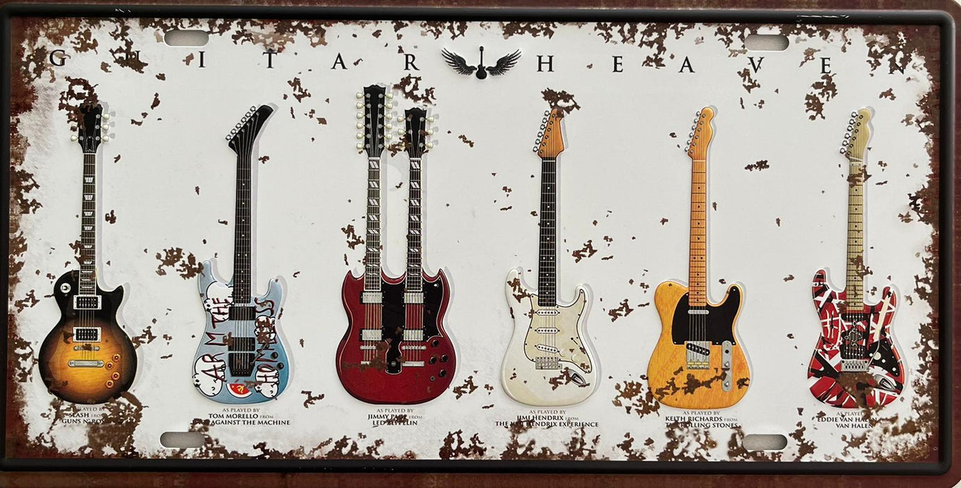 PLAQUE MÉTAL GUITARE 15x30 CM - PLAQUE DECORATIVE - MUZZANO