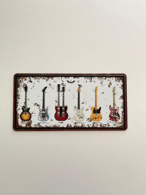 PLAQUE MÉTAL GUITARE 15x30 CM - PLAQUE DECORATIVE - MUZZANO