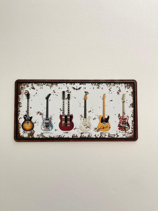 PLAQUE MÉTAL GUITARE 15x30 CM - PLAQUE DECORATIVE - MUZZANO