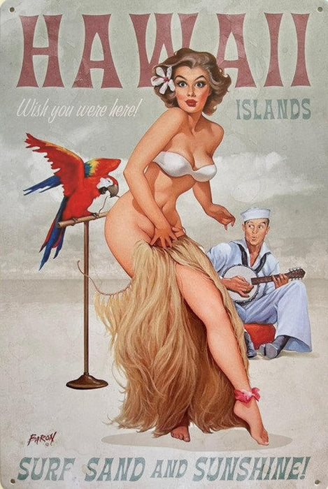 PLAQUE MÉTAL HAWAII 30X20 CM - PLAQUE DECORATIVE - MUZZANO