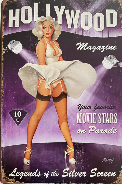 PLAQUE MÉTAL HOLLYWOOD 30X20 CM - PLAQUE DECORATIVE - MUZZANO