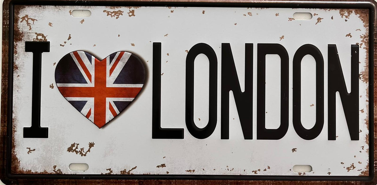 PLAQUE MÉTAL I LOVE LONDON 15x30 CM - PLAQUE DECORATIVE - MUZZANO
