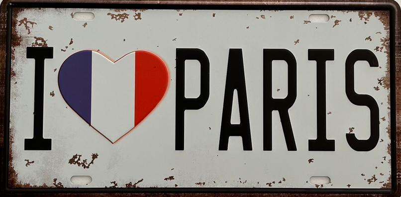 PLAQUE MÉTAL I LOVE PARIS 15x30 CM - PLAQUE DECORATIVE - MUZZANO