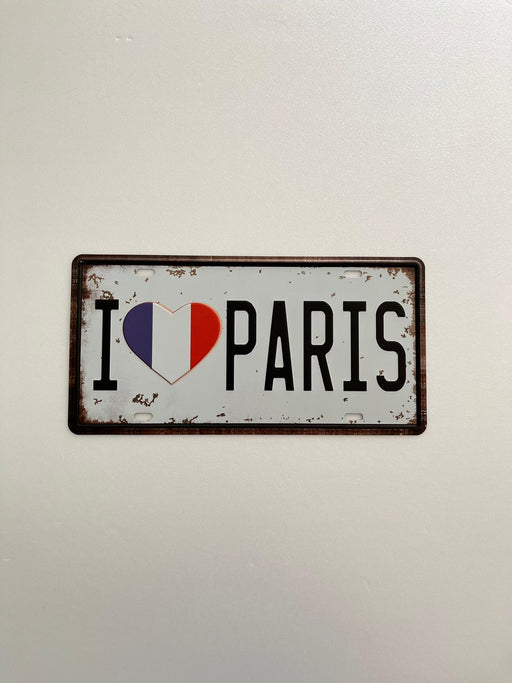 PLAQUE MÉTAL I LOVE PARIS 15x30 CM - PLAQUE DECORATIVE - MUZZANO