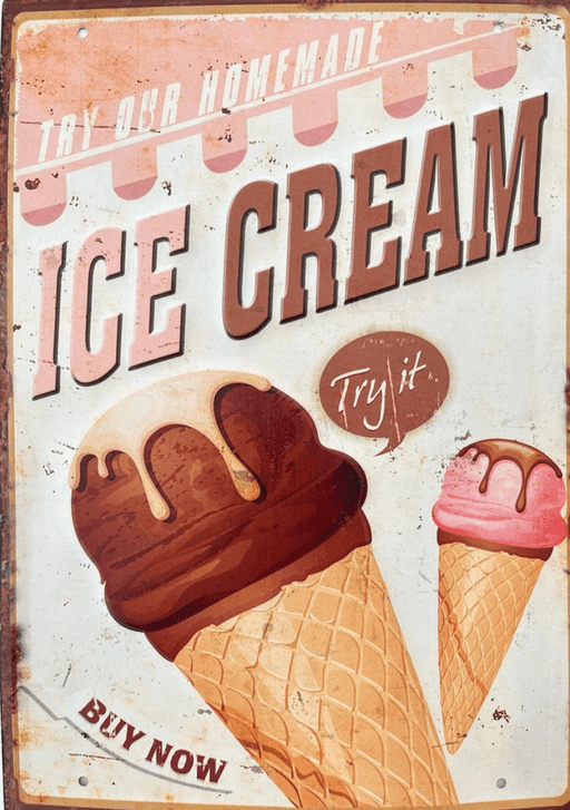 PLAQUE MÉTAL ICE CREAM 30X20 CM - PLAQUE DECORATIVE - MUZZANO