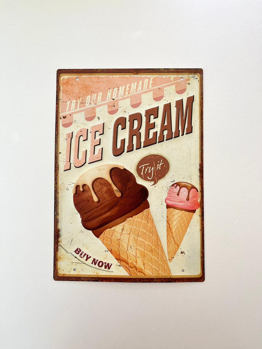 PLAQUE MÉTAL ICE CREAM 30X20 CM - PLAQUE DECORATIVE - MUZZANO