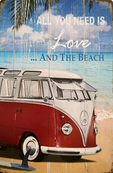 PLAQUE MÉTAL LOVE AND THE BEACH 30X20 CM - PLAQUE DECORATIVE - MUZZANO