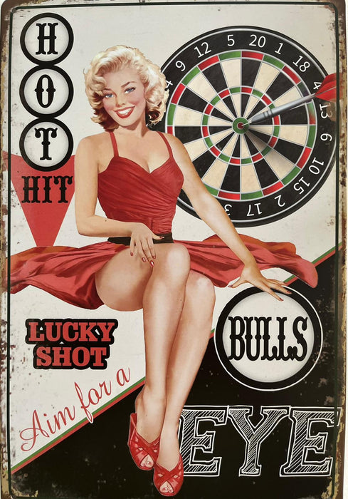 PLAQUE MÉTAL LUCKY SHOT 30X20 CM - PLAQUE DECORATIVE - MUZZANO