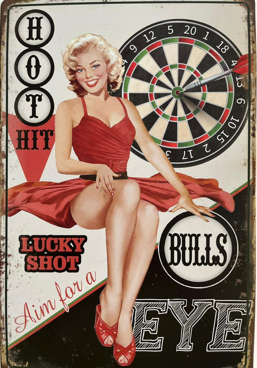 PLAQUE MÉTAL LUCKY SHOT 30X20 CM - PLAQUE DECORATIVE - MUZZANO